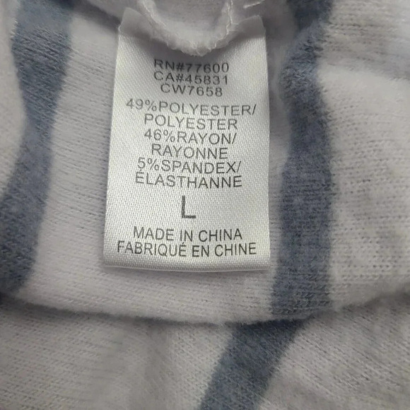 Chaser V-Neck Hoodie Hooded Sweatshirt Women's Large Gray White Striped Soft - Picture 4 of 4